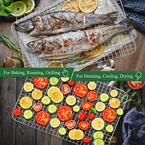 P&P CHEF 16 Inch Cookie Baking Sheet Pan with Wire Rack,4 Pcs - size: 16 Inch