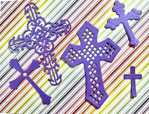 Mvchif-ay Cross Set Cutting Dies for Paper Card Making Metal Scrapbooking Tool DIY Craft Embossing for Photo Album Decor(5 Pcs Crosses) (XKAI00246) - color: 5 Pcs Crosses