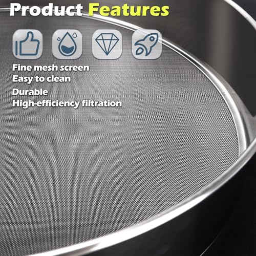 Fine Mesh Sieve Strainer,10" Stainless Steel 60 Mesh,for Winco 10" Sieves