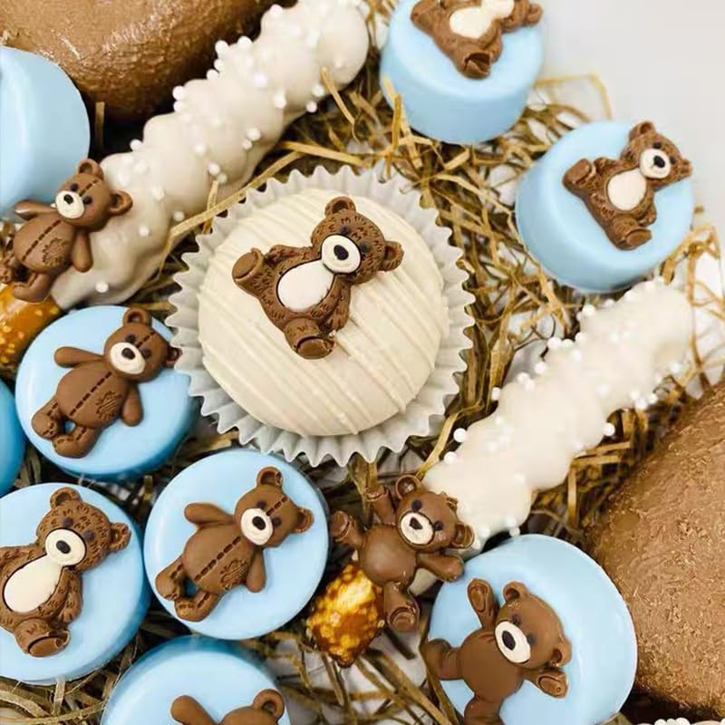 4 PCS Bear Silicone Fondant Molds Mini 3D Teddy Bear Candy Cake Chocolate Molds for Cake Decoration, DIY Desserts, Cupcake, Fondant, Clay, Gum Paste