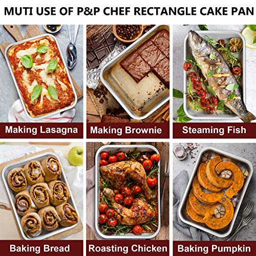P&P CHEF Stainless Steel Lasagna Pan, Rectangular Baking Pan 10.7" Lx3.2 H - size: 10.7" L x 3.2" H