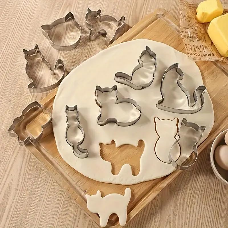 Generic 9pcs Kitten Cat Pastry Cutter Set, Adorable Cat-Themed Cookie Cutters