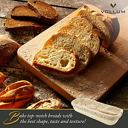 Vollum Bread Proofing Basket with Liner – Sourdough Baguette Brotform - size: 17" x 4" x 2.5"H, style: Rectangular