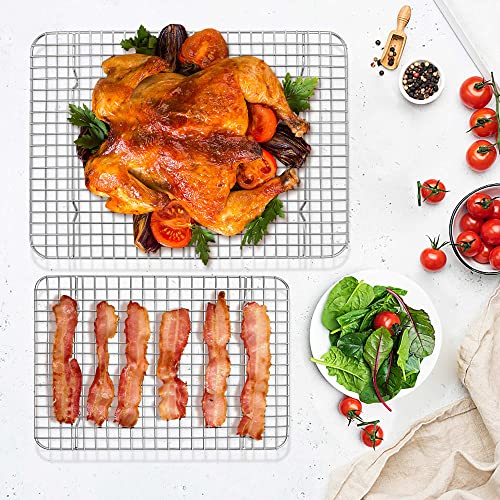 TeamFar Cooling Rack, 15” & 12” Stainless Steel Baking Grid Wire Rack - size: 15.3 x 11.25-Inch & 11.75 x 9-Inch