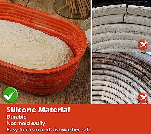 Webake Oval Bread Proofing Basket Silicone, 10 Inches Collapsible Sourdough Bread Baking Supplies Dough Proofing Bowl Containers Oven Safe Baking Gifts for Bakers - style: Oval