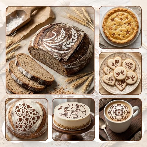 24 Pcs Sourdough Stencils for Bread, Artisan Bread Stencils Baking Mold Set
