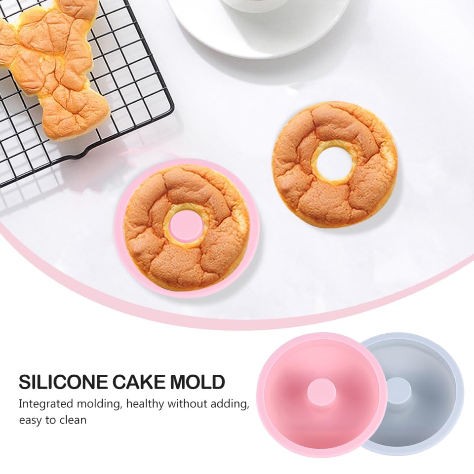 Cabilock 2-Pack Food Grade Silicone Donut Molds 4.52 Inch Non-Stick Baking Pans for Homemade Donuts and Cakes Reusable Bakeware for Making
