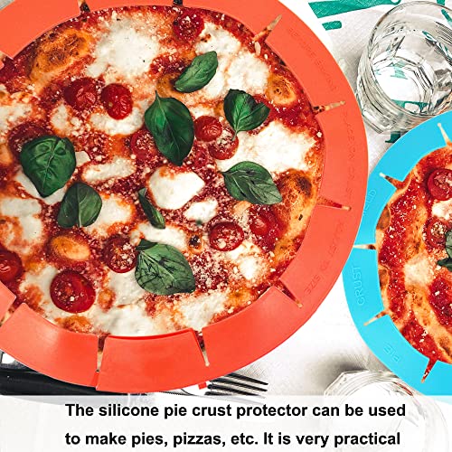 Adjustable Silicone Pie Crust Shield Pie BPA-free Protectors Cover Kitchen Tool for Baking Pie Pizza, Fits 8-11.5 Inches Pie (Blue-2pcs) - color: Blue-2pcs