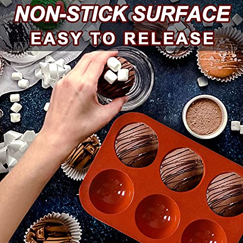 Lerykin 6 Holes Medium Semi Sphere Silicone Molds, 2 Packs Half Sphere Silicone Baking Molds for Making Chocolate, Cake, Jelly, Dome Mousse - color: 6-Cavity Medium (2 Pack)
