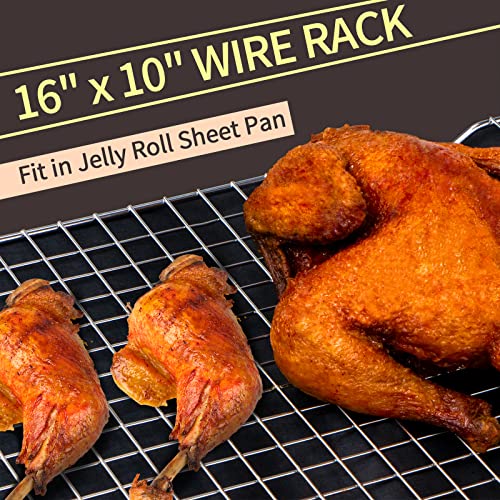 Briout Cooling Rack for Cooking and Baking, 16" x 10" Wire Rack, Silver - color: Silver, size: 16"x10"-1PC