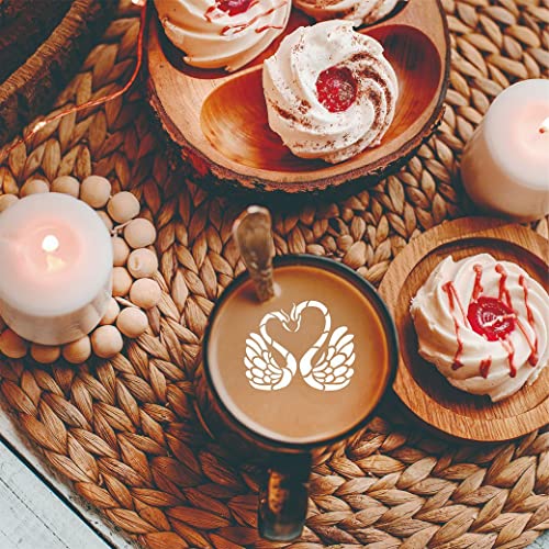46 Coffee Stencils+2 Mesh Powder Shakers, Cake Baking Templates Coffee Decoration Stencils Coffee Art Template Coffee Mold Tool for Christmas Thanksgiving Cake Coffee Cappuccino - size: 46 Coffee Stencils + 2 Powder Shakers