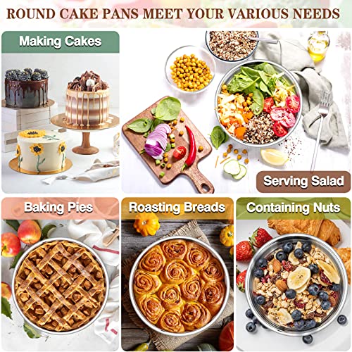 P&P CHEF 6 Inch Cake Pan, Stainless Steel Round Cake Pans, Silver & 4 Pcs - color: Silver, size: 6 Inch
