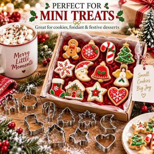 Mini Christmas Cookie Cutters Set, 12 Stainless Steel Shapes - style: Style2