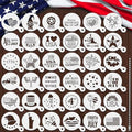 JULBEAR 4th of July Cookie Cake Stencils 36 Pieces Reusable Patriotic Mold - style: 4th of July Style