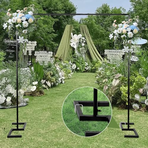 8.2FT x 8FT Square Backdrop Stand Heavy Duty Black Wedding Arch with Clamps - color: Matte Black