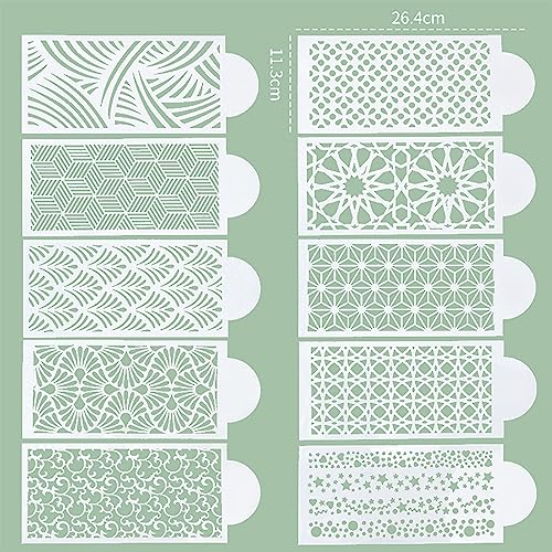 10 Pcs Cake Stencils Cake Templates Set Floral Plant Wedding Icing Stencils Irregular Geometry Lace Cake Molds Cookie Dessert Buttercream Decorating Baking Supplies Mesh Printing for Cake Decoration