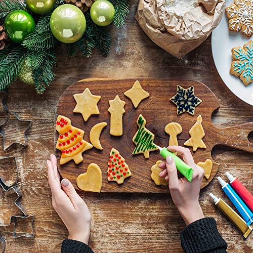 Large Christmas Cookie Cutters Set, 6 Pcs Large Holiday Cookie Cutters Shapes - Christmas Tree, Snowman, Gingerbread Man, Snowflake, Candy Cane, Santa Face Stainless Steel Holiday Cookies Molds