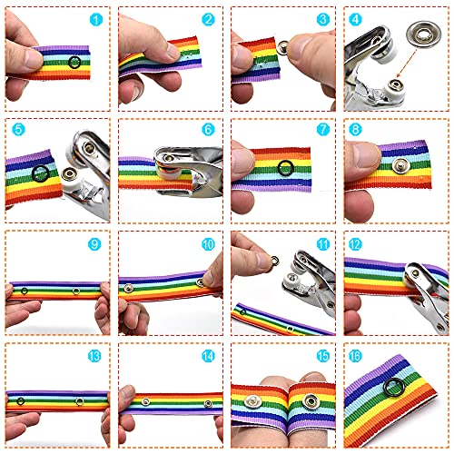 200 Sets Metal Snaps Fasteners Kit 9.5mm 10 Colors Metal Prong Ring Button with Fastener Pliers Press Tool for Sewing and Crafting