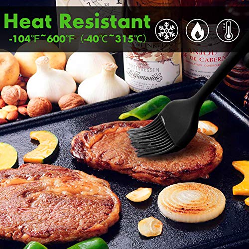 HOTEC 600℉ Heat Resistant Silicone Basting &Pastry Brushes, Black 2 - color: Black 2