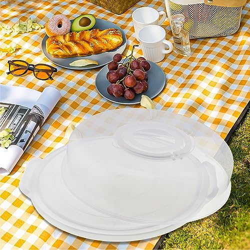 2Pcs Pie Carrier with Lid Portable Cheesecake Carrier 12 Inch Cupcake Cake for Thanksgiving Party Baby Shower Christmas (White) - color: White