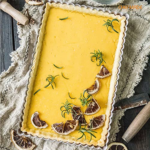 CHEFMADE Rectangle Tart Pan, 7x11-Inch with Removable Loose Bottom Non-Stick Oblong Quiche Bakeware for Oven Baking (Champagne Gold) - size: 7" x 11" Rectangle