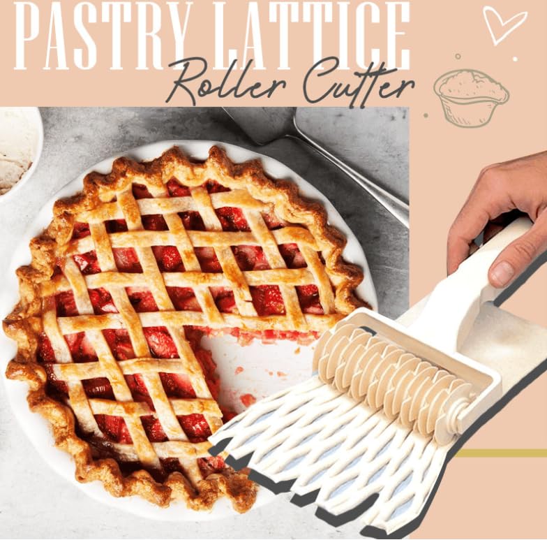 Dough Lattice Craft Roller Cutter Large Baking Tool Cookie Pie Pizza Bread Pastry (Large)