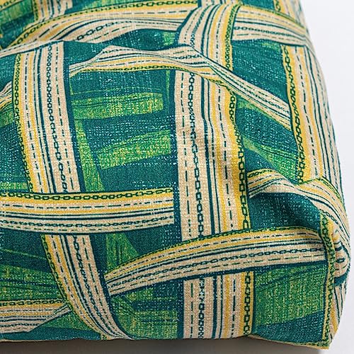 2-Pack Outdoor/Indoor Wicker Patio Seat Cushion Pad with Ties - Dining Chair Cushion, 17" x 17" (Green Plaid) - color: Green Plaid