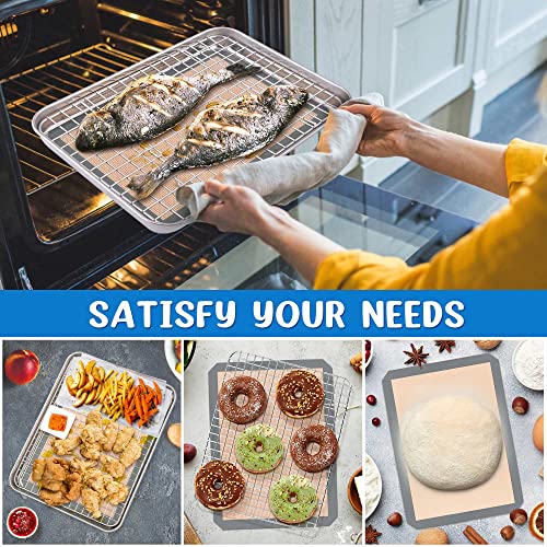 P&P CHEF 12.5 x 9.7 x 1 Inch Toaster Oven Pan Tray with Rack and Mat - 3Pcs - size: 12.5 x 9.7 x 1 Inch