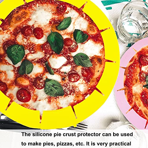 Adjustable Silicone Pie Crust Shield Pie BPA-free Protectors Cover Kitchen Tool for Baking Pie Pizza, Fits 8-11.5 Inches Pie (Yellow-2pcs) - color: Yellow-2pcs
