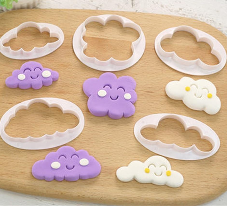 Cloud Cookie Cutter,Fluffy Cloud Fondant Car Cookie Cutters Cake Mold 7Pcs