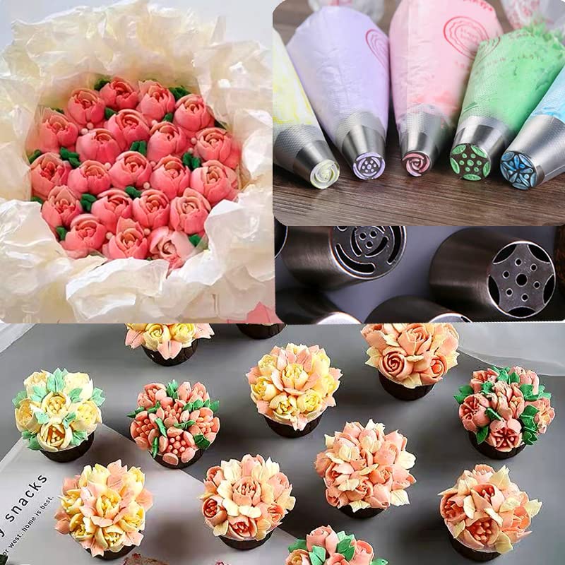 Russian Piping Tips Set with 7 Flower Icing Tips & 2 Leaf Pastry Tips Nozzles for Frosting Cookie Cupcake Cake Decorating - color: Type G