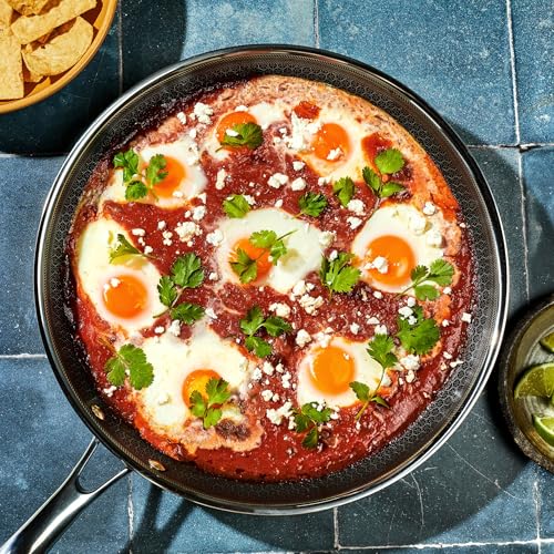 HexClad 12" Hybrid Nonstick Frying Pan with Lid, Dishwasher & Oven Safe - size: 12-inch, style: Pan + Lid