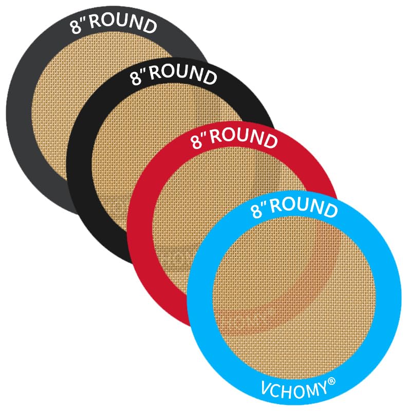 Silicone Baking Mats, Set of 4, Round dia 8 Inch, Non Stick, BPA Free, Baking Sheet Pan Liner for Cake,Pizza,Cookies,Macaron,Bread,Pastry,Toaster (Multi Colors, Round-dia 8 inch) - color: Multi Colors
