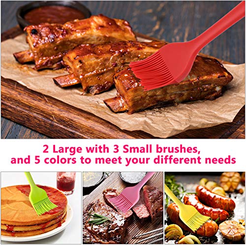 Hhyn Silicone Basting Pastry Brush Set 5 Pack, Multicolor - color: 5 Pcs Multicolor