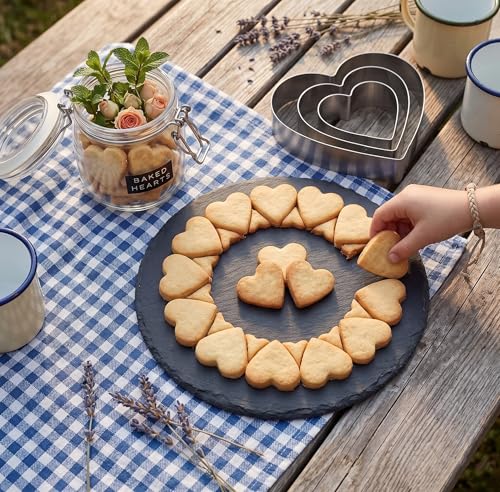 Large Heart Cookie Cutter Set-4/6/8 Inch Heart Cake Mold Ring Pancake Mold Valentine Day Gift Stainless Steel