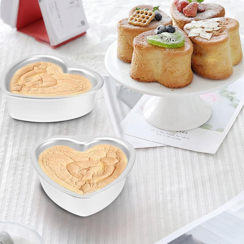 Cabilock Heart Cake Pans Set 6 Pack Aluminum Alloy Heart Shaped Cake Pans
