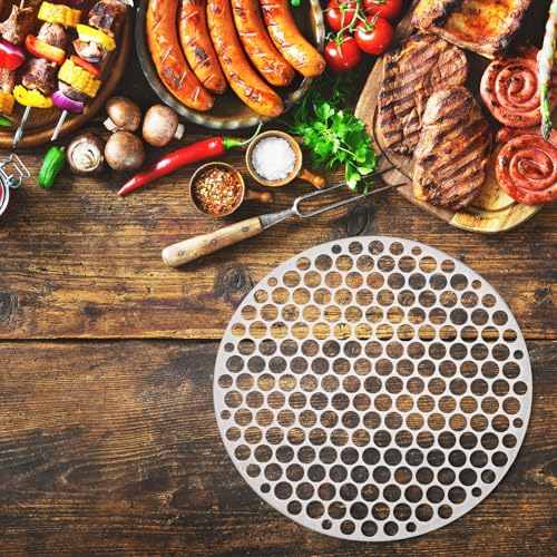 PATIKIL Round Barbecue Grill Mesh Grate, 7" Circular Stainless Steel BBQ Mesh Rack Circular Hole Round Barbecue Grilling Net for Outdoor Camping Home Party Family Gatherings - size: 7 inch