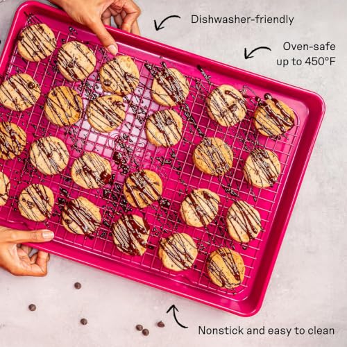 Great Jones Non Stick Wire Cooling Rack (Broccoli) – Fits Half Sheet - color: Broccoli, size: Big Chill (16.9" x 11.4")