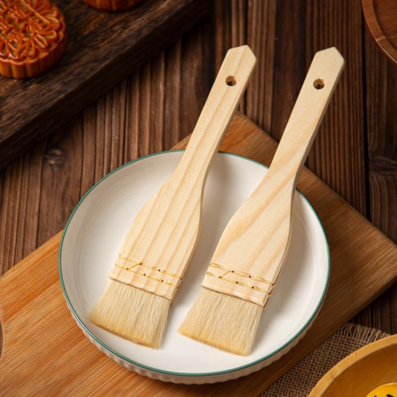 Ciieeo 4 pack Nonshedding Wool Basting Brush Beige Wood
