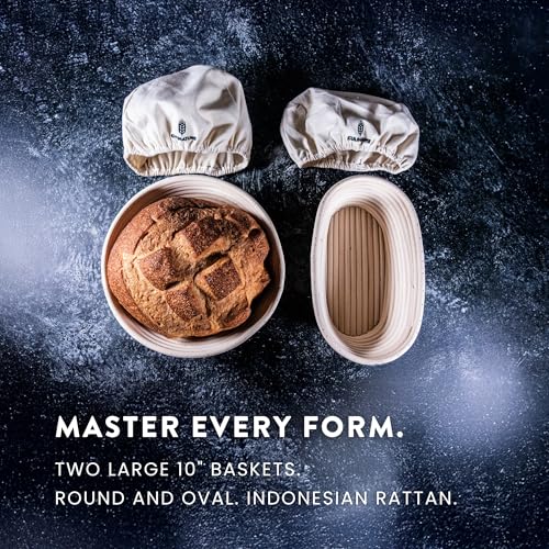 Complete Sourdough Starter Kit 2-Banneton Set 10”, Beeswax Bag & Cookbook - size: Pro Sourdough Artisan Kit