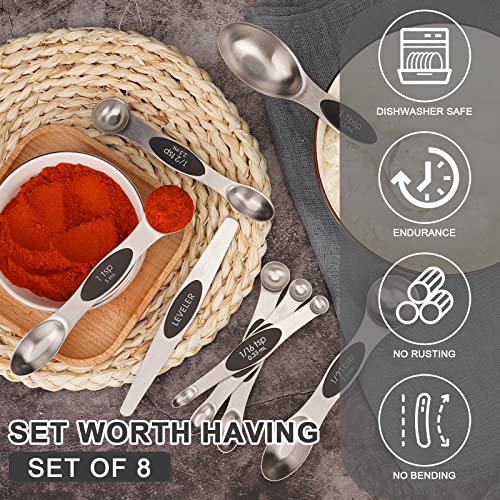 Aovchei 8 PCS Black Magnetic Measuring Spoons Set - size: 8pcs-black