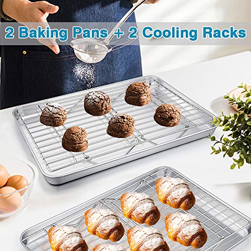 P&P CHEF 16 Inch Baking Sheet with Rack Set, Pans with Stackable Racks - size: 16 + 16 Inch, style: Pans with Stackable Racks