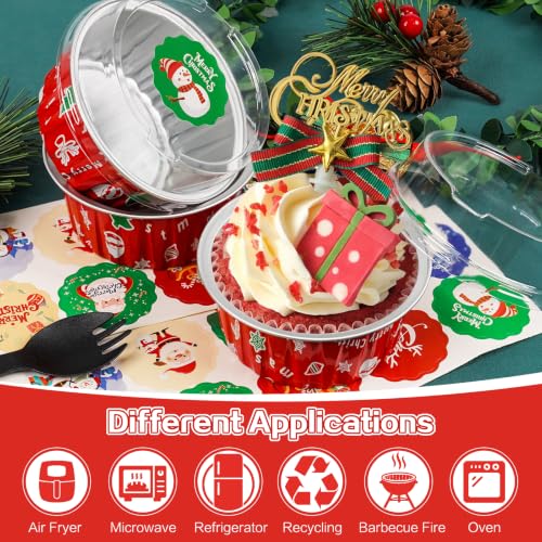 Christmas Mini Cake Pans with Lids, 5oz Round Mini Cake Tins, 30Pack - color: Christmas Color 30Pcs