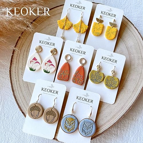 Keoker Polymer Clay Texture mats, Clay Texture Mat for Making Earrings Jewerly, Polymer Clay Earrings Tools (Fall Texture Sheet 2) - color: Fall texture sheet 2