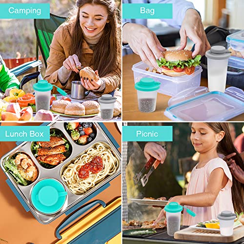 SOPHICO 3.2 & 4.5oz Salt and Pepper Shaker,With Moisture Proof silicone lid - color: Mint & Grey, Medium & Large