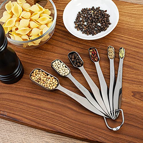 6-Piece 18/8 Stainless Steel Measuring Spoons Set, Dark Gray - color: Dark Gray, size: 6 Piece