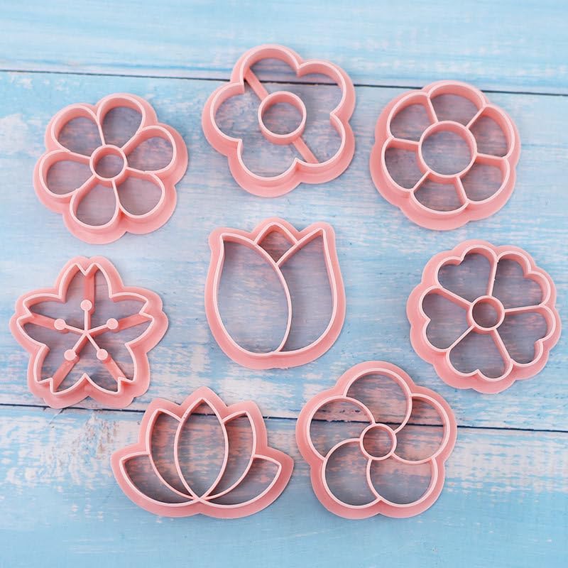 MayeBridge Cookie Cutter 8 Pieces Flower Cookie Cutters Plastic Cookie Stamps Cookie Mould Press Cross Cookie Mould Set Baking Kitchen Tools (Flower 1115A) - color: Flower 1115A