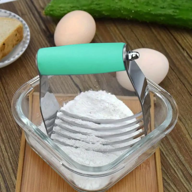 Blue Dough Blender, Heavy Duty Pastry Cutter Stainless Steel Blades for Effortless Dough Mixing - color: blue