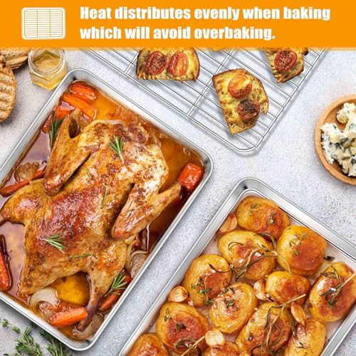 Homikit 16x12 Inches Stainless Steel Baking Sheet with Wire Cooling Rack - size: 16x12x1