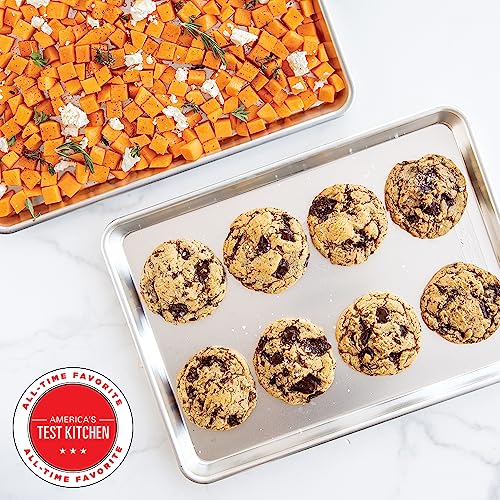 Nordic Ware Naturals Half Sheet Set - USA Made Aluminum Commercial Quality Sheet Pan for Baking or Roasting, Encapsulated Galvanized Steel Rim Prevents Warping, 2pk Half + 1/8 Sheet - style: 2pk Half + 1/8 Sheet